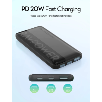 پاوربانک ۲۰ وات RP-PB1228 با ظرفیت ۱۰۰۰۰